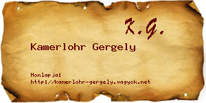 Kamerlohr Gergely névjegykártya